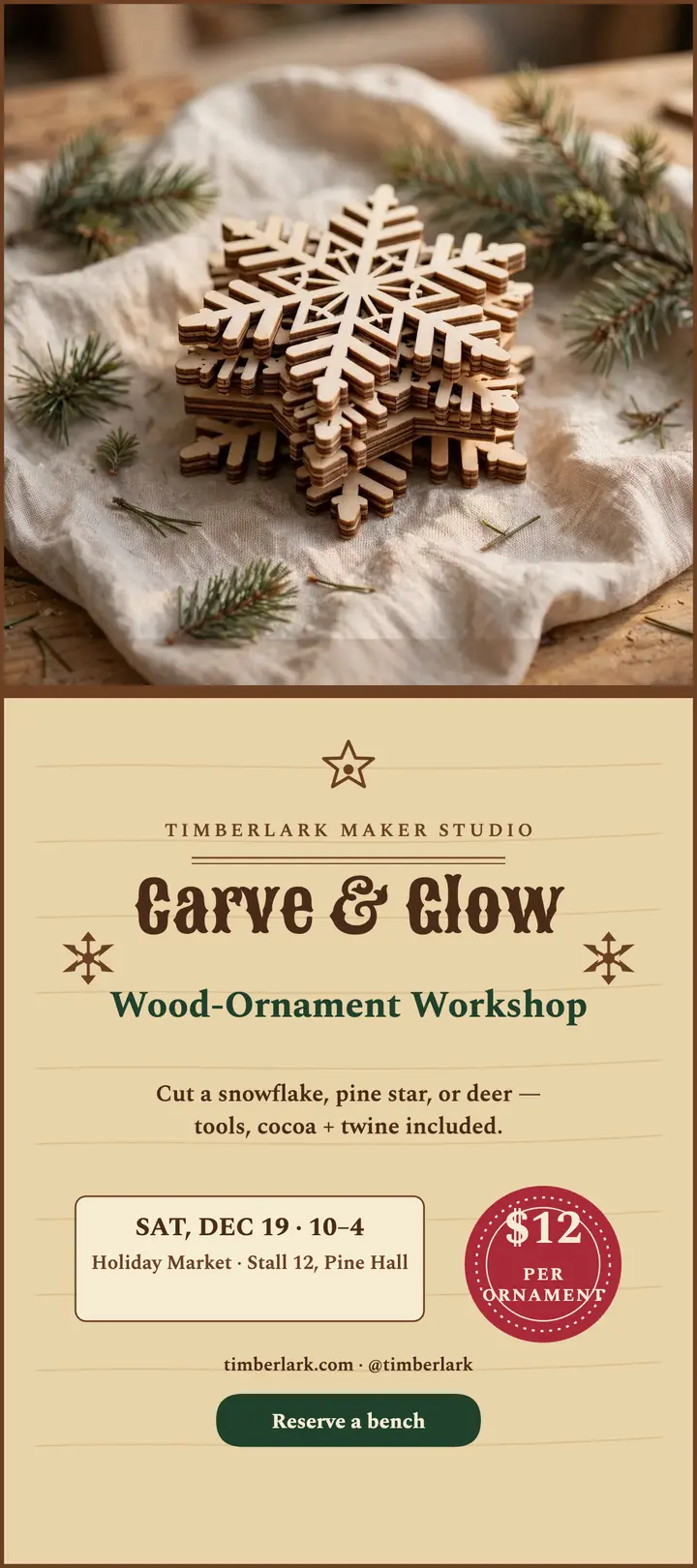 Timberlark ornament workshop rack card template