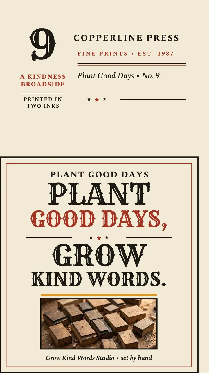Grow Kind Words broadside quote story template