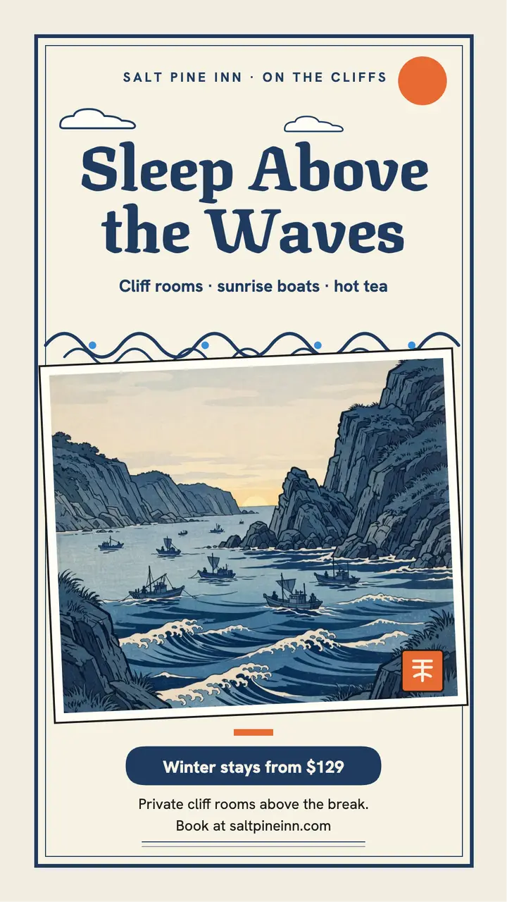 Saltpine coastal inn woodblock story template