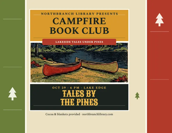 Campfire book club lakeside pines flyer template