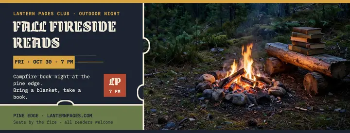Fall Fireside Reads campfire cover template