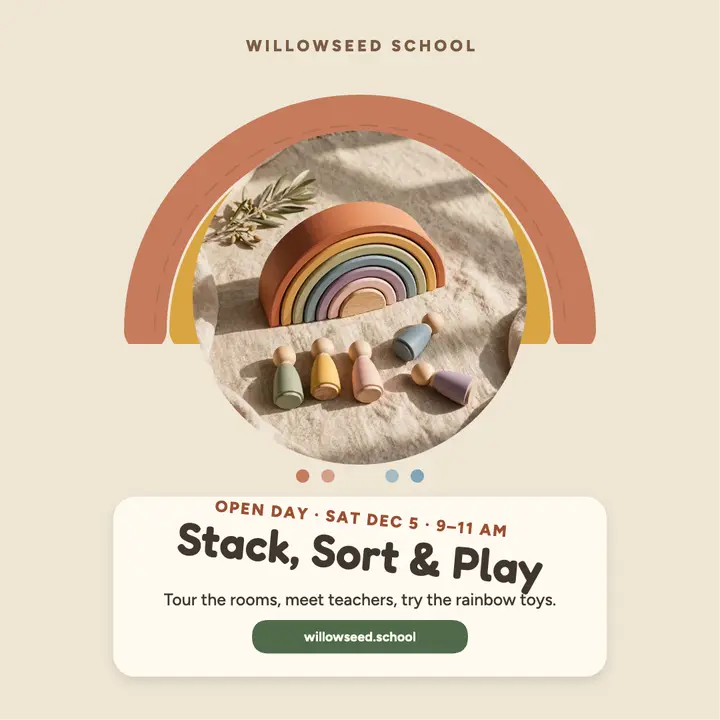 Willowseed Montessori open day rainbow post template