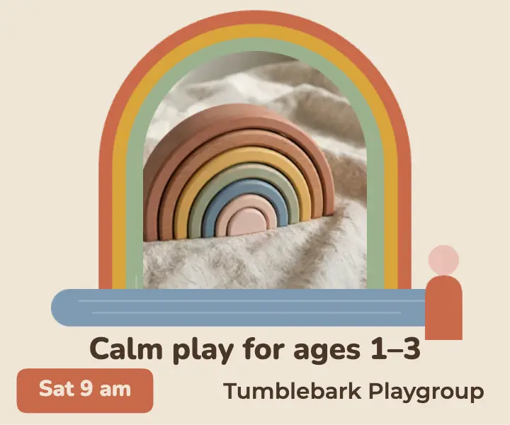 Tumblebark playgroup wooden rainbow ad: toddler playgroup ad template