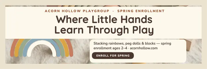 Acorn Hollow wooden rainbow playgroup header template
