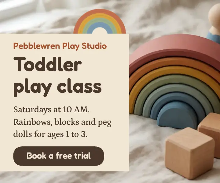 Toddler play class wooden rainbow ad template