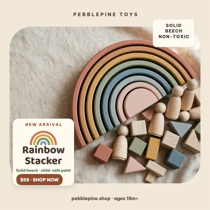 Pebblepine rainbow stacker square post template