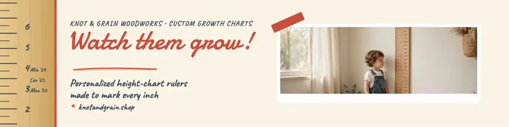 Knot and Grain height chart ruler banner template