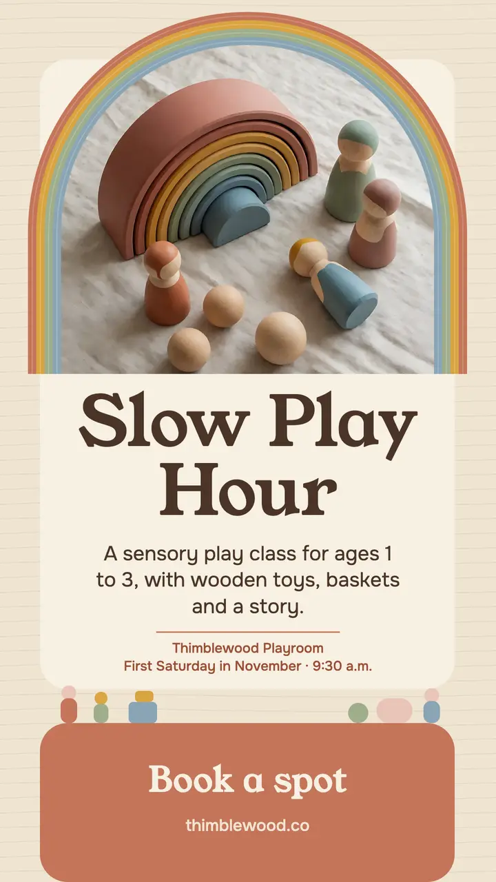 Slow Play Hour toddler class story: toddler play class story template