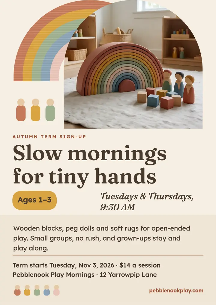 Pebblenook Play Mornings toddler playgroup flyer template