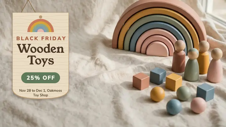 Oakmoss wooden toys Black Friday thumbnail template