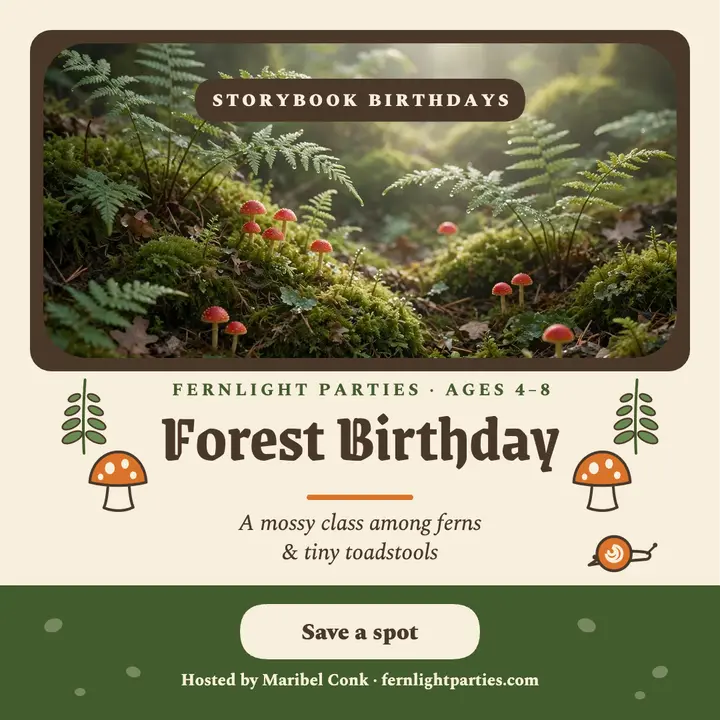 Fernlight forest birthday class post template