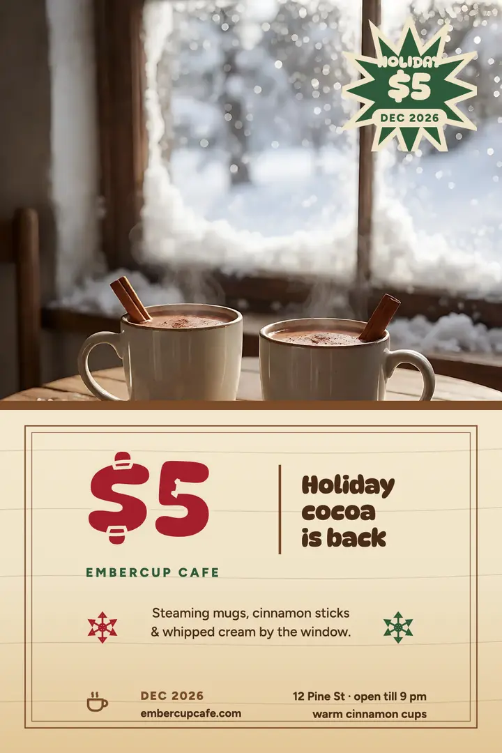 Embercup holiday cocoa poster: holiday cocoa poster template