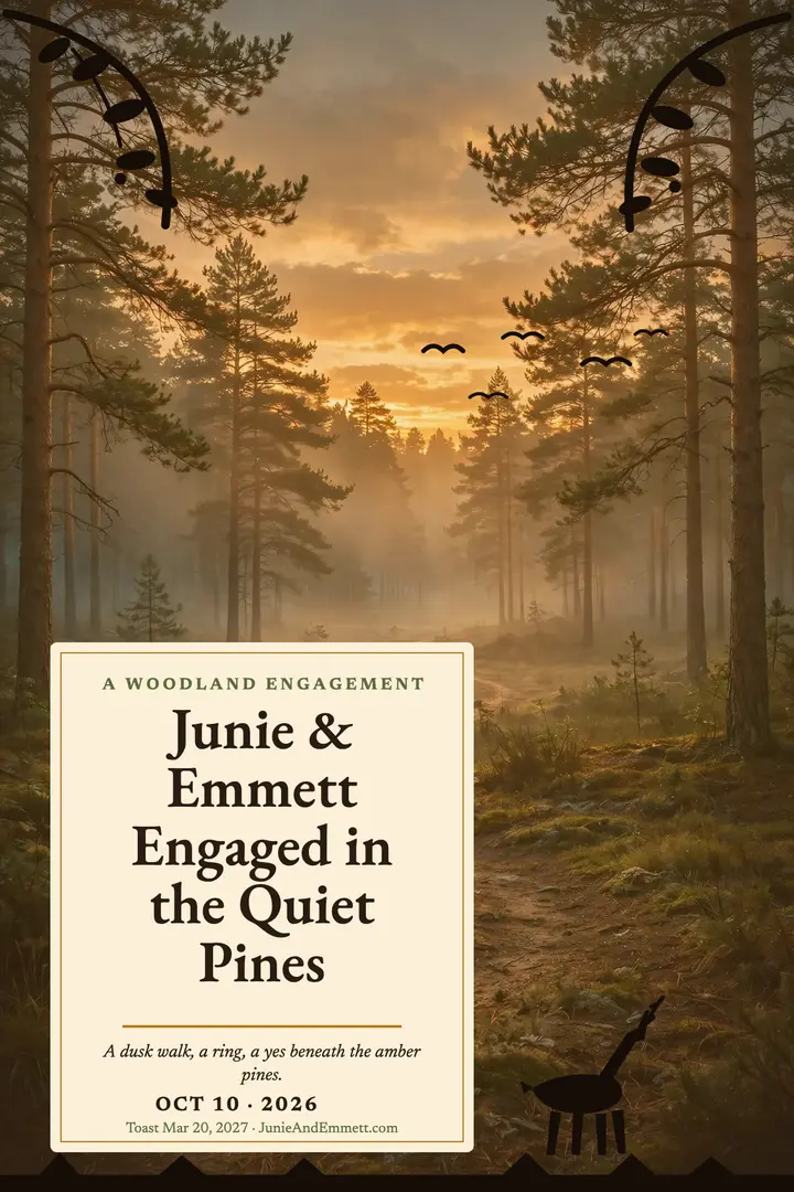 Junie and Emmett woodland engagement poster template