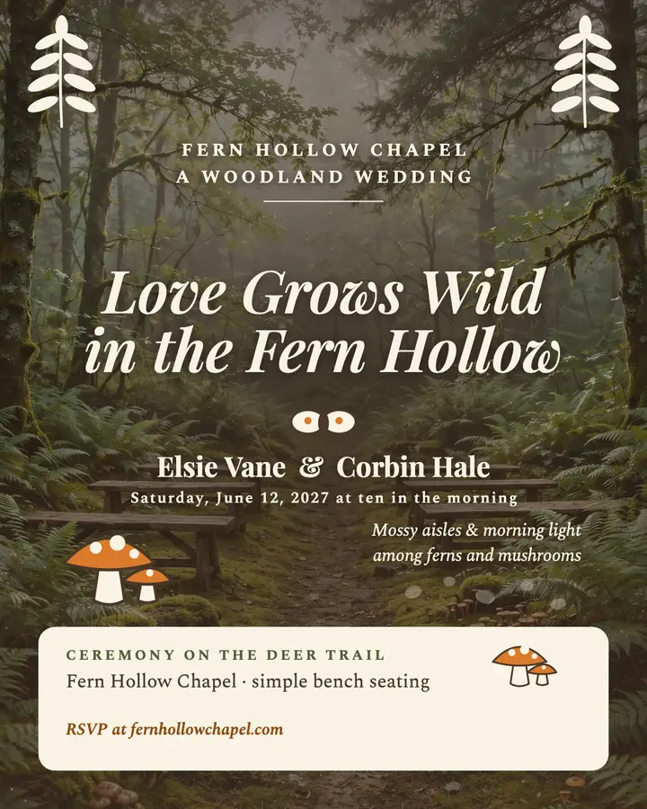 Elsie and Corbin woodland forest wedding template