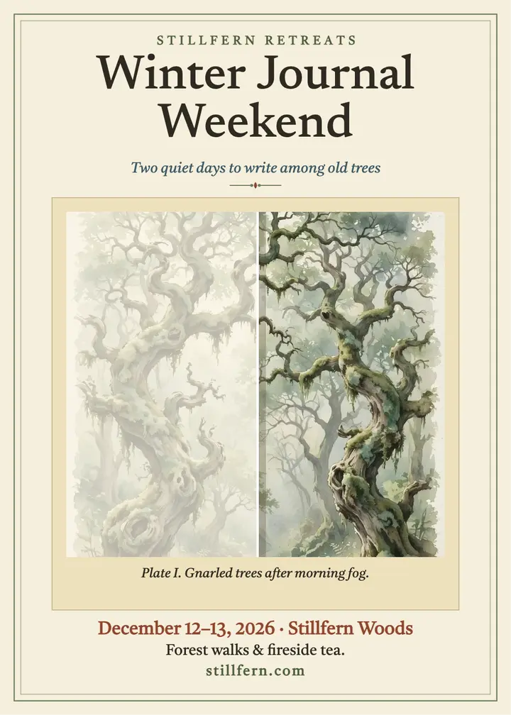 Stillfern winter journal weekend invitation template