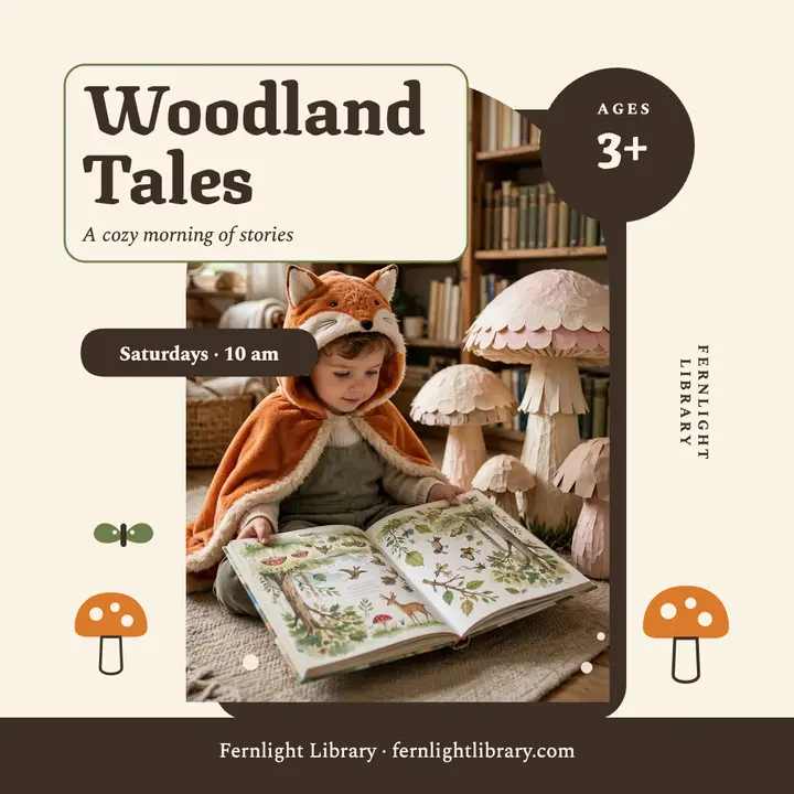 Fernlight Library woodland storytime post template