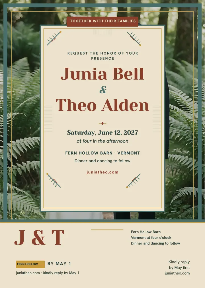 Junia and Theo woodland tapestry invitation template