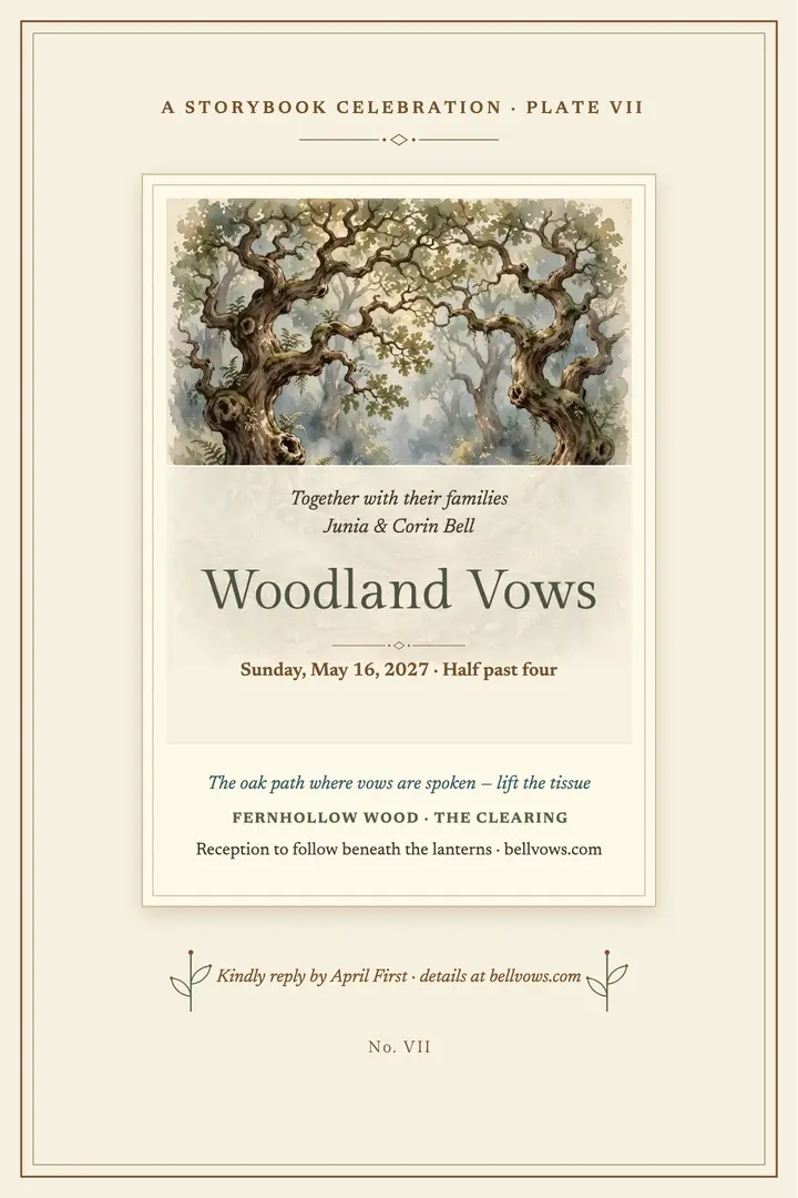 Woodland Vows storybook plate poster template