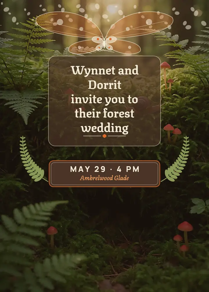 Wynnet and Dorrit forest wedding invitation: forest wedding invitation template