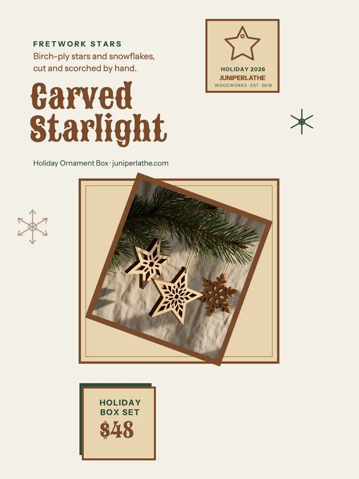 Juniperlathe holiday ornament portrait: woodshop ornament portrait template