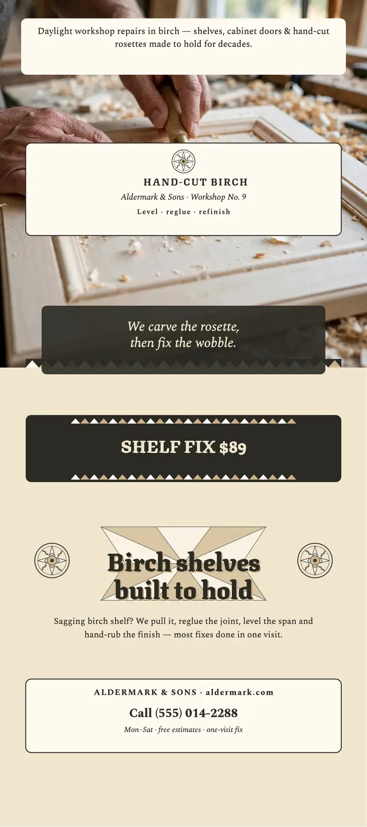 Aldermark birch shelf fix rack card template
