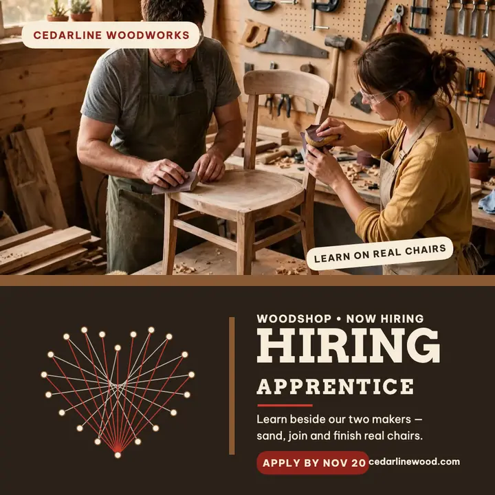 Cedarline Woodworks apprentice hiring post template