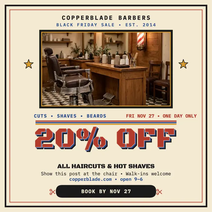 Copperblade Black Friday cut sale post template