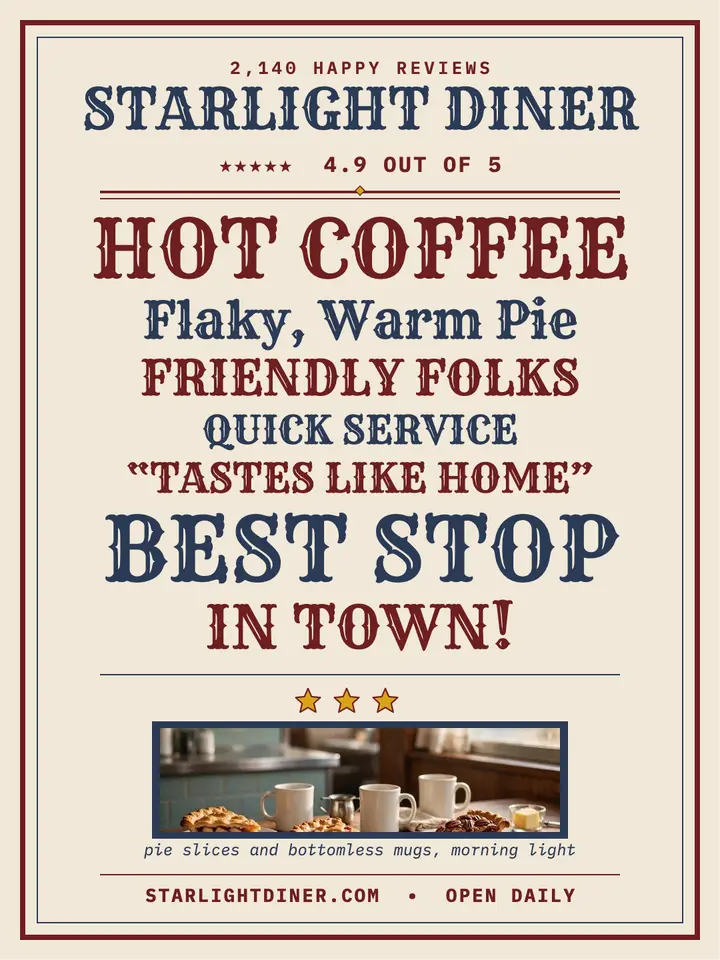 Starlight Diner customer reviews broadside template