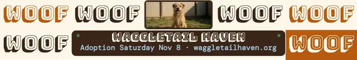 Waggletail Haven woof adoption cover template