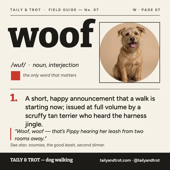 Woof dictionary dog walk post template