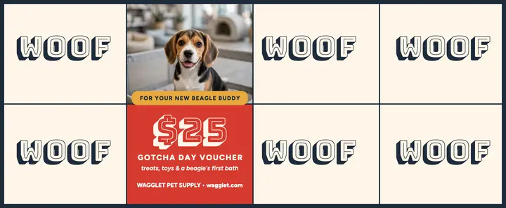 Wagglet Gotcha Day voucher, beagle template