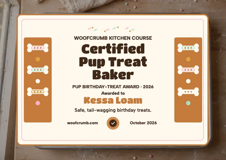 Woofcrumb pup treat baker certificate template