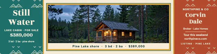 Still Water lake cabin listing banner template