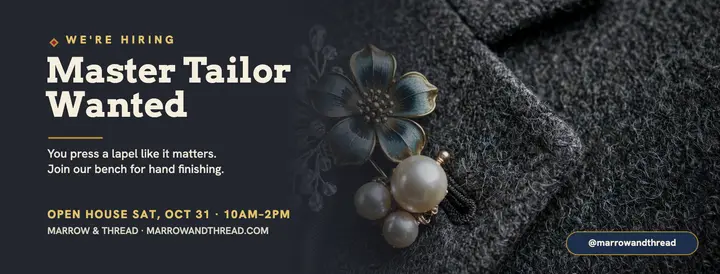 Marrow and Thread master tailor hiring cover template
