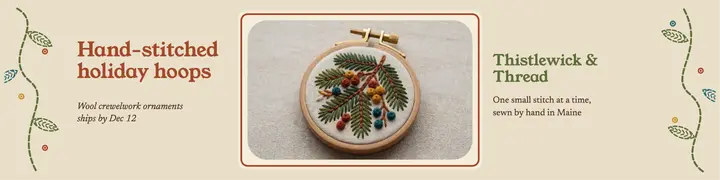 Thistlewick & Thread holiday ornament Etsy banner template