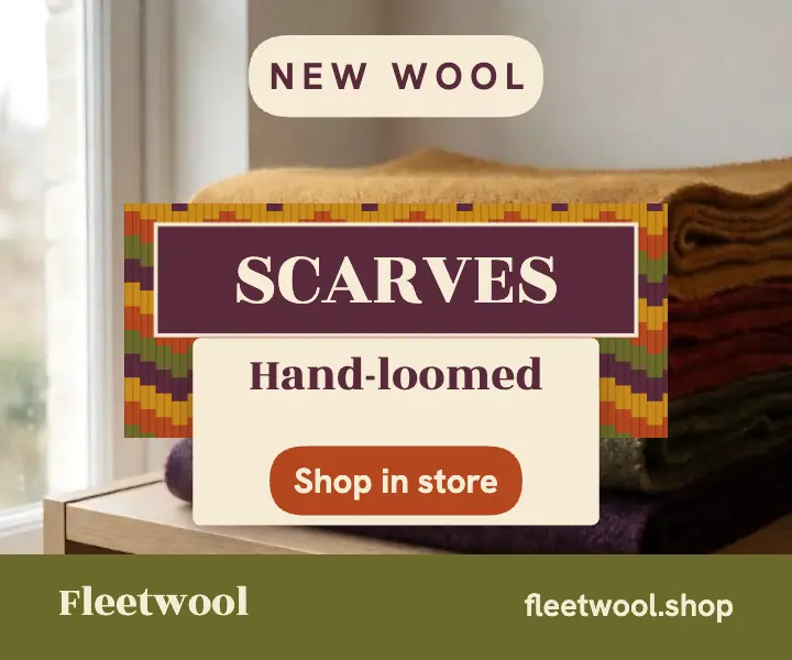 Fleetwool hand-loomed scarves bargello ad template