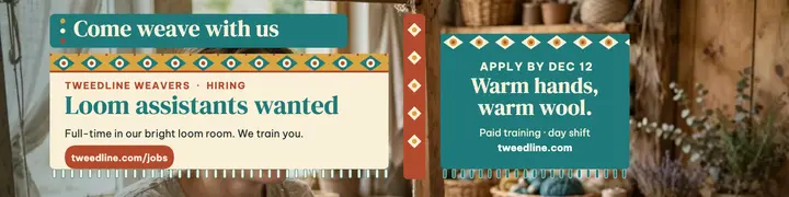 Tweedline Weavers hiring banner template