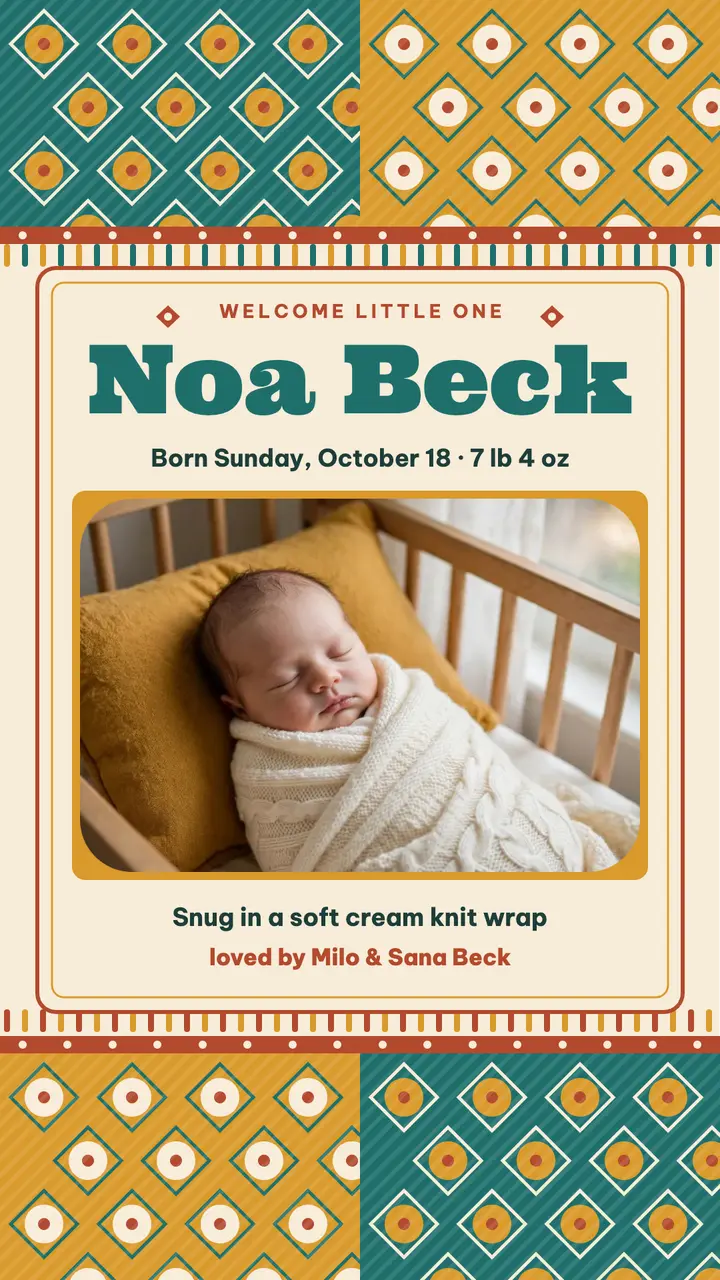 Noa Beck wool welcome story template