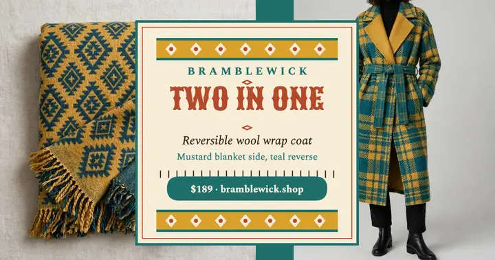 Bramblewick reversible wrap coat blanket post template