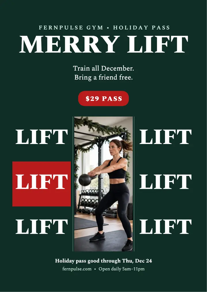 Fernpulse merry lift holiday pass flyer: gym holiday flyer template