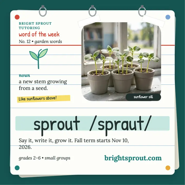 Sprout word of week flash card template