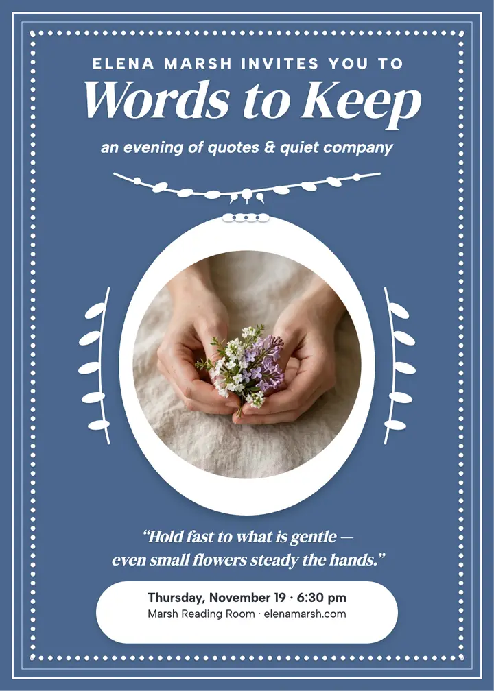 Words to Keep cameo invitation: quote invitation template