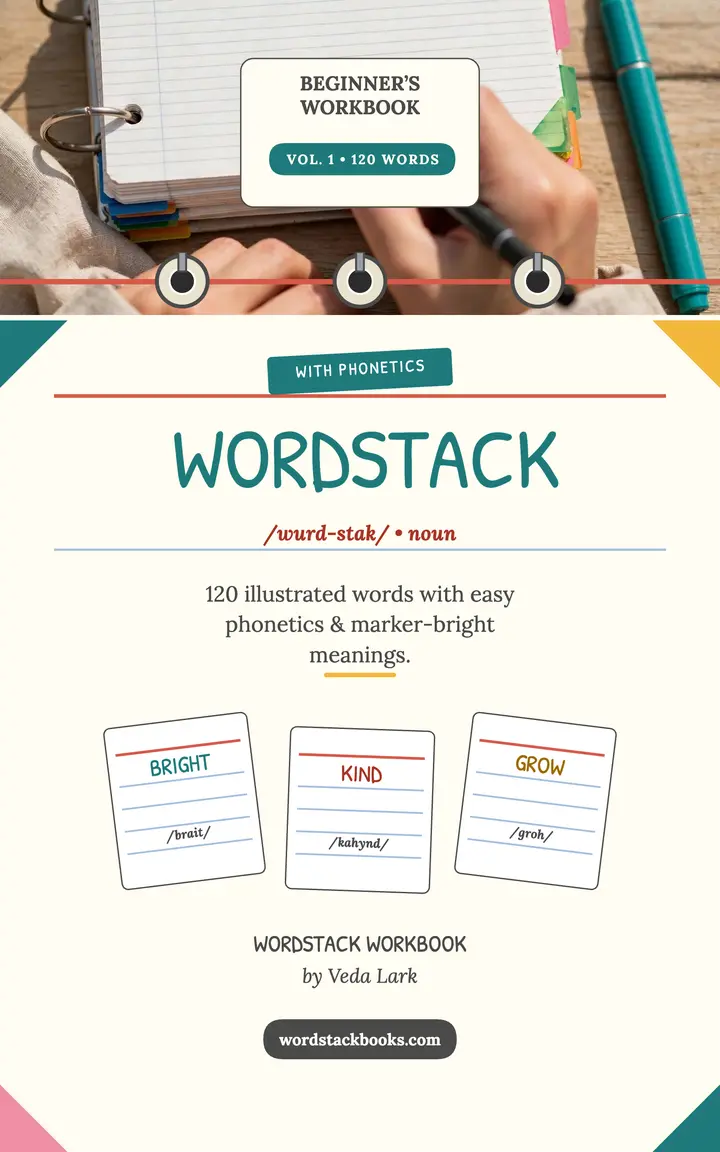 Wordstack vocabulary workbook ebook cover template