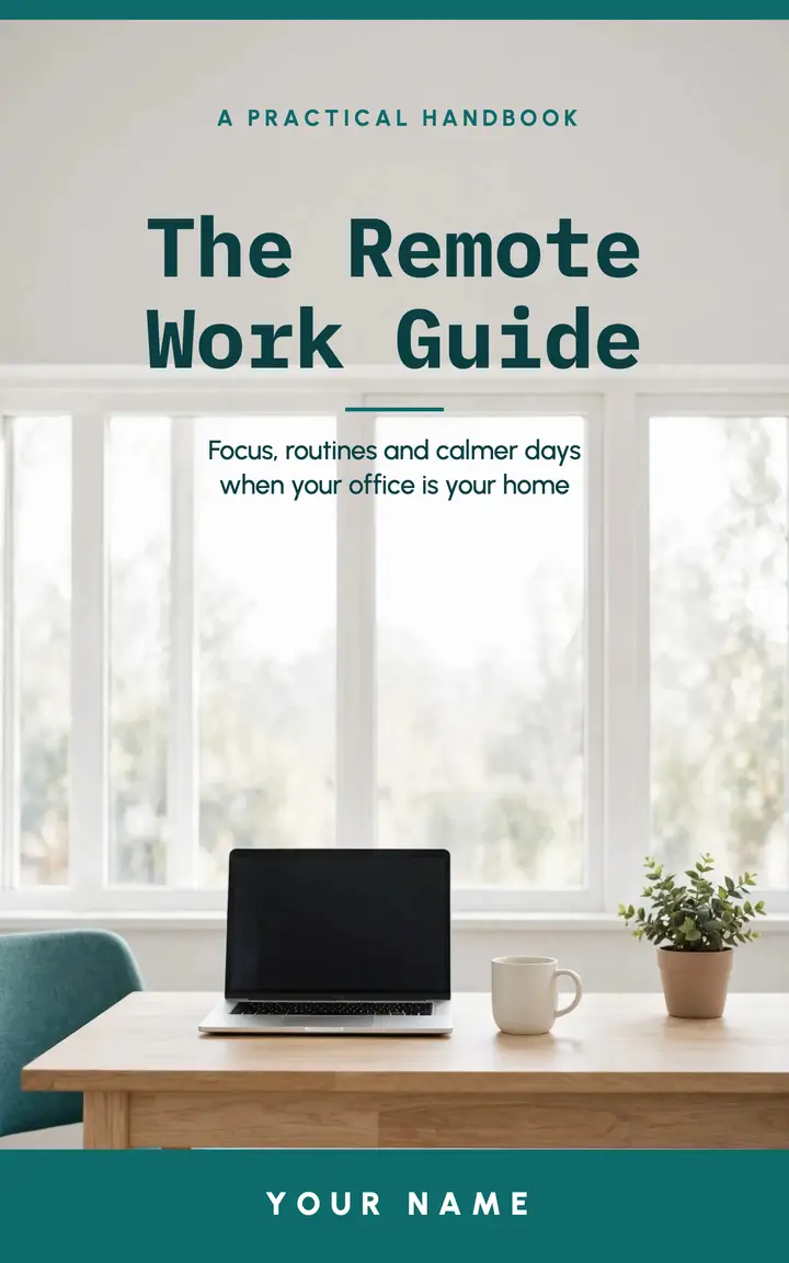 Teal and white remote work guide ebook cover template