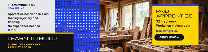 Framewright apprentice hiring banner template