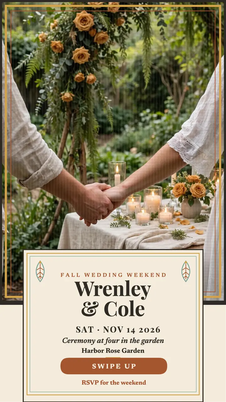 Wrenley and Cole woven garden wedding story template