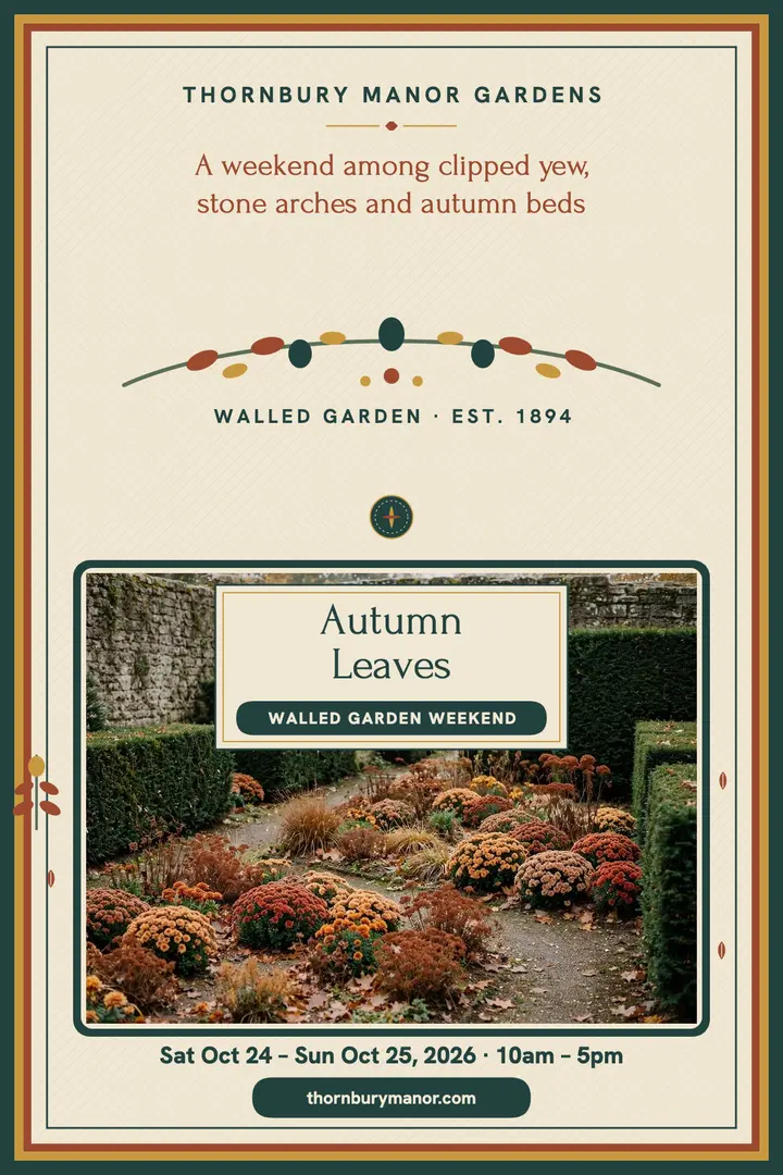 Thornbury walled garden weekend tapestry poster: garden weekend poster template