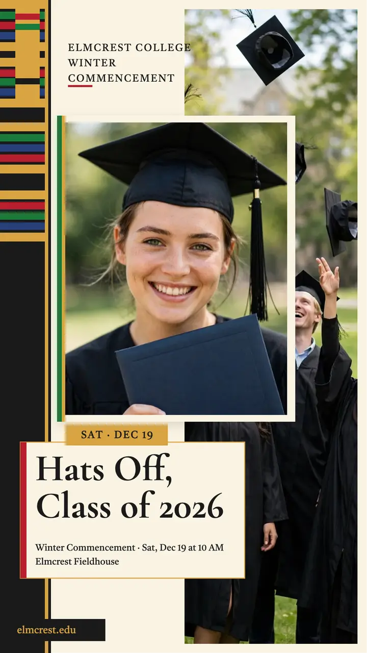 Elmcrest winter commencement woven story: graduation story template