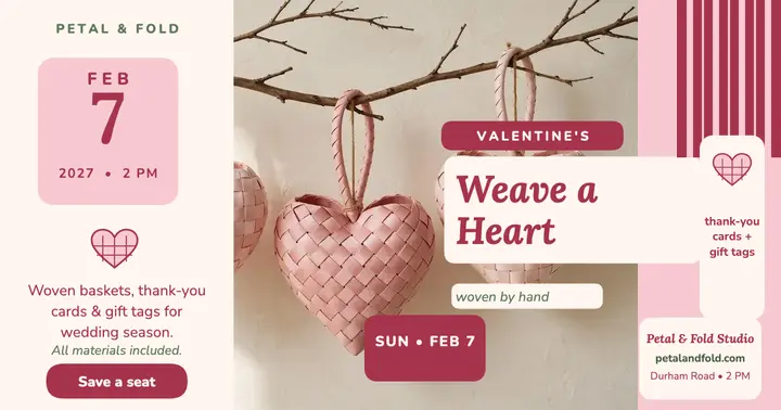 Petal and Fold woven heart workshop post: heart basket workshop template