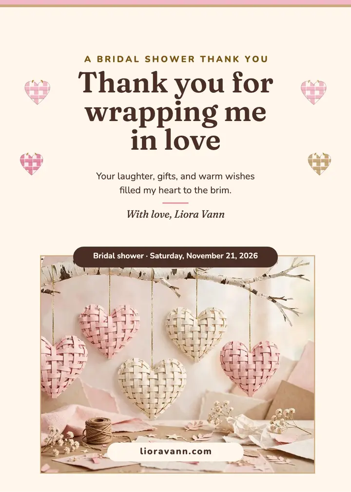 Liora Vann woven hearts thank you template